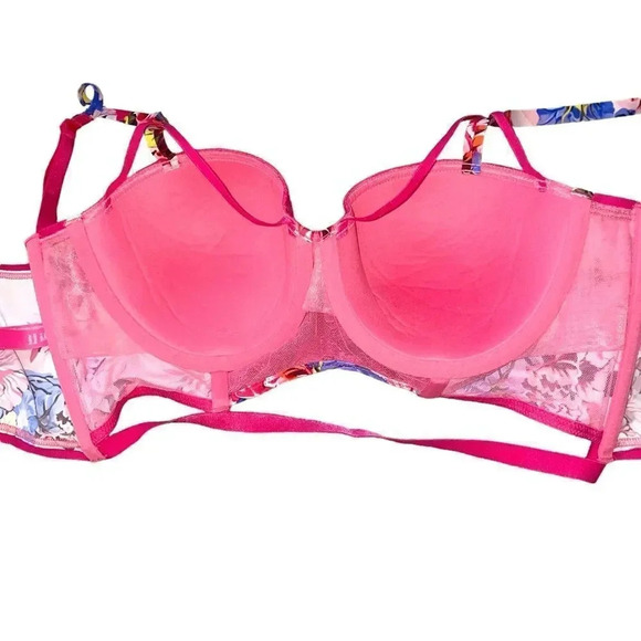 VICTORIA'S SECRET X MARY KATRANTZOU  FLORAL LIMITED EDITION LONG LINE BRA 32D - Picture 11 of 12